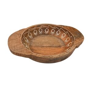 Chrissy Tiegen Mango Wooden Decorative Bowl with White Accents